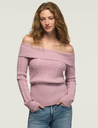 Lucky Brand Womens Fold Over Rib Sweater