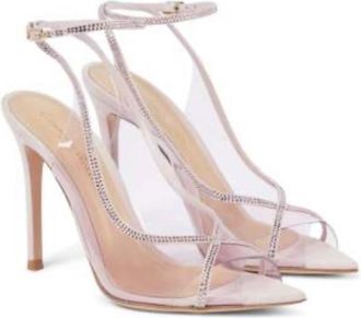 Gianvito Rossi Pink PVC Crystelle Heeled Sandals Size 37