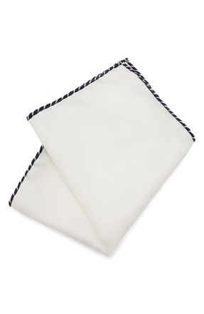Mango Silk Pocket Square in White/Black at Nordstrom