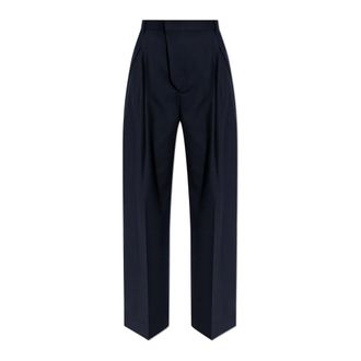 Victoria Beckham Broeken, Dames, Blauw, S, Plooivoorpantalon