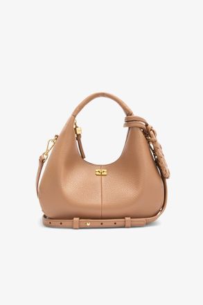 Ganni Tawny Birch Mini Hobo Bag in Brown