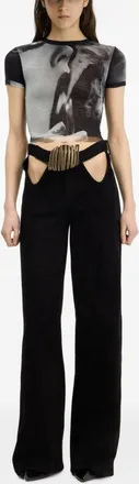 Jean Paul Gaultier Smoking Women Print T-shirt - Black