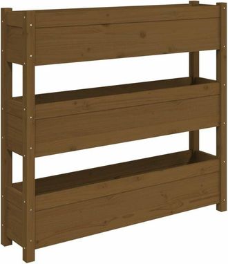 vidaXL Jardinera De Madera Maciza De Pino Marr&oacute;n Miel 112x25x104,5 Cm Vidaxl