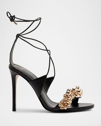 Alexandre Birman Gia 100 mm Leather Ankle-Tie Sandals