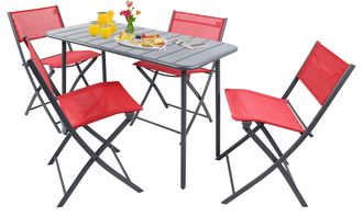 VCM Vcm - 5pcs Muebles De Jard&iacute;n Set Grupo De Asientos Grupo De Comedor 1xmesa, 4x Sillas Mesa Dimensiones Aprox. Al. 72 X An. 110 X P. 55 Cm Barra Plegab