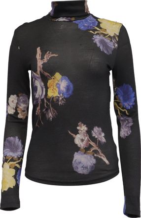 Acne Studios Cleo Turtleneck Top in Floral Print Wool