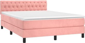 vidaXL Vidaxl - Cama Box Spring Con Colch&oacute;n Terciopelo Rosa 140x200 Cm