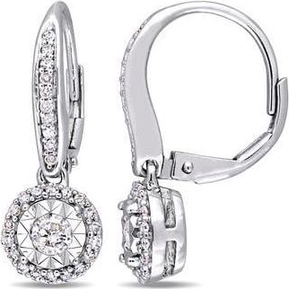 Delmar Halo Diamond Drop Earrings - 0.48ct. in Silver at Nordstrom Rack