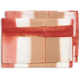 Studio Variously Chowk Red Cotton Hand Clamp Dye Artisanal Table Napkin set of 4 at Nordstrom