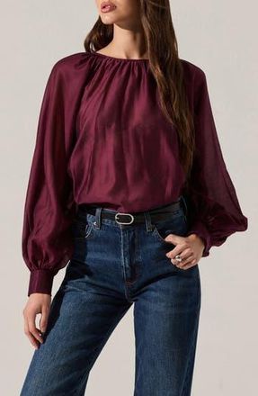 ASTR the Label Reyen Long Sleeve Top in Deep Wine at Nordstrom Rack, Size Small