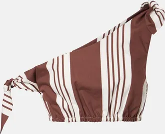 Poss&eacute; Rosie asymmetric striped cotton crop top