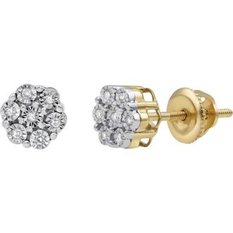LuvMyJewelry Dainty Cluster 10K Yellow Gold Diamond Stud Earrings - 0.05ct. at Nordstrom