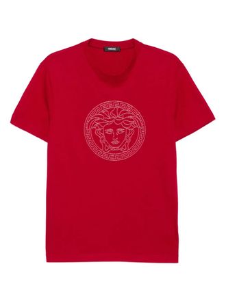 Versace Medusa embellished T-shirt - men - Cotton - XXXL - Red