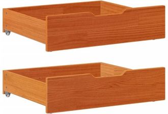 vidaXL Cajones Debajo Cama 2 Uds Madera Maciza Pino Marr&oacute;n 65x55x17 Cm Vidaxl