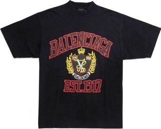 Balenciaga Est. 1917 Crest Logo T-shirt Black 739784TOVK11055