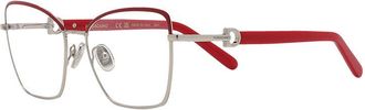 Ferragamo Eyeglasses Butterfly Full Rim, Gold/burgundy Frame And Clear Demo Lens Lens Sf2223N744