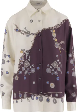 Versace Multicolor Printed Silk Shirt
