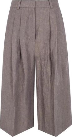 Mark Kenly Domino Tan Wide-Leg Pleated Culotte Pants - Dames - Wijde Broeken - Bruin - S - Broeken