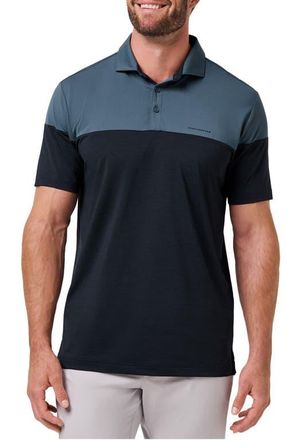 Travis Mathew Heater Pro Colorblock Performance Polo in Bering Sea at Nordstrom, Size Xx-Large