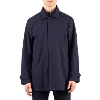 Fay Single-Breasted Coats, male, Blue, Size: XL Blouson