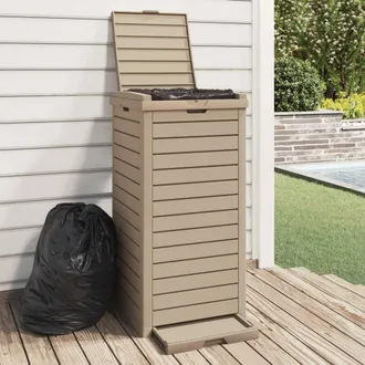vidaXL Cubo De Basura Exterior Polipropileno Marr&oacute;n Claro 41x41x86 Cm Vidaxl