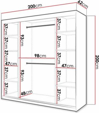 Mirjan24 Mobilier1 - Armario Hartford 403, Negro, 200x200x62cm, Puertas De Armario: Correderas, N&uacute;mero De Estantes: 0