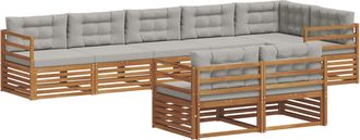 vidaXL Conjunto De Sof&aacute;s De Exterior 8 Uds. Gris Natural Y Claro Vidaxl