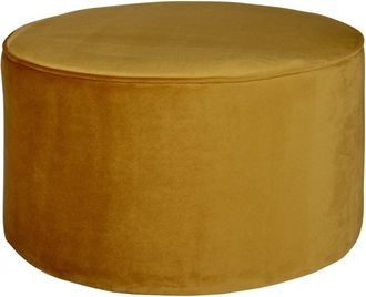 Woood Puf redondo de terciopelo ocre