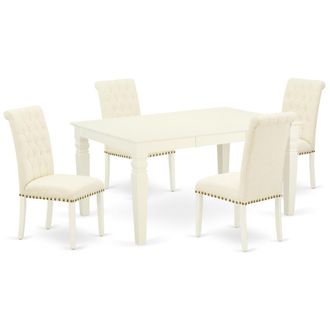 East West Furniture Dining Room Set Linen White, WEBR5-WHI-02
