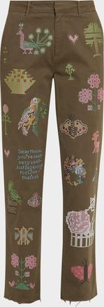 Libertine - Libertine Needlepoint Embellished Slim-Leg Ankle Chino Pants