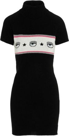 Chiara Ferragni Zwarte Korte Mouw Jurk door Chiara Ferragni - Dames - Kleedjes - Zwart - L - Kleedjes