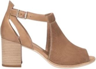 Nero Giardini Open leren enkellaarzen - Dames - Sandalen met hakken - Bruin - 37 EU - Schoenen