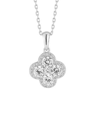 Glaze Jewelry Silver Cz Clover Necklace