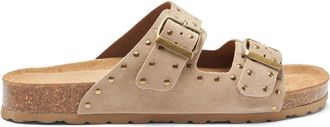 Scarosso Delilah stud-embellished suede slides - women - Suede - 40 - Neutrals