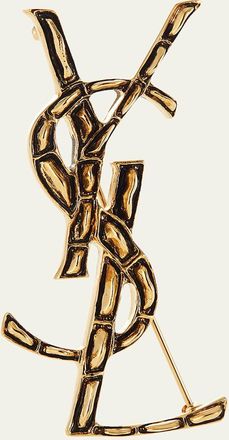 Saint Laurent Crocodile Textured YSL Brooch
