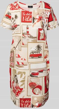 Monari Knielanges Kleid mit Rundhalsausschnitt in Hellrot, Größe 36