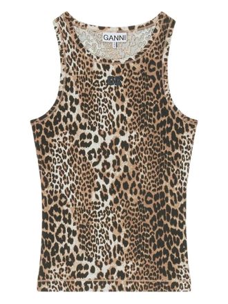 Ganni leopard-print tank top - women - Fabric - L - Brown