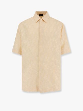 Fendi Camicia jacquard in lino e cotone con ricamo ff all-over - FENDI - gender_Man