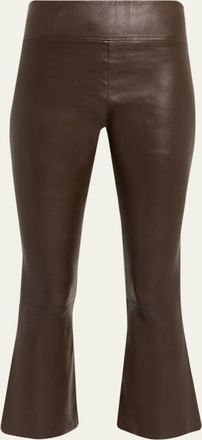 SPRWMN High-Waist Flare-Leg Cropped Leather Leggings