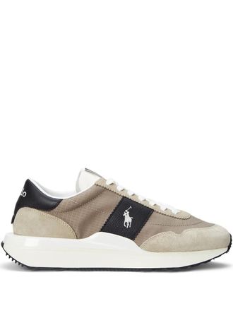 Polo Ralph Lauren panelled sneakers - men - Leather/Polyester/Synthetic Rubber/Polyester - 11 - Neutrals