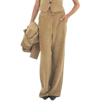 Marella Broeken, Dames, Beige, S, Wijde broek