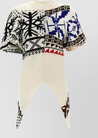 sacai knitwear with geometric pattern and crew neck