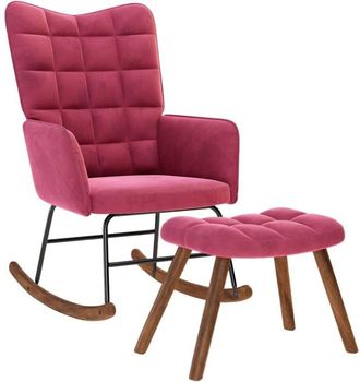 vidaXL Vidaxl - Poltrona a Dondolo con Poggiapiedi Rosso Vino in Velluto