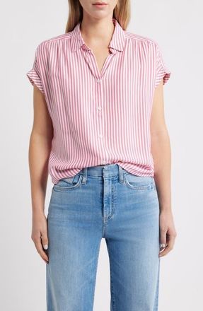 Beach Lunch Lounge Daria Stripe Button-Up Shirt in Watermelon at Nordstrom, Size X-Small