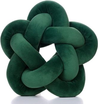 OEM Oreiller Boule Noeud - Coussin Peluche - Diam&egrave;tre 32 Cm - Vert &Eacute;meraude - 1 Pi&egrave;ce