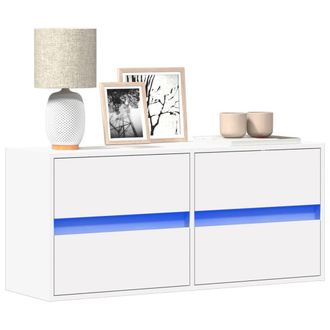 Berkfield Home TV Wall Cabinet with LED Lights White 100x31x45 cm | Size: 100 x 31 x 45 cm