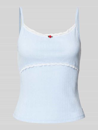 Tommy Jeans Top in Strick-Optik Modell POINTELLE in Hellblau, Gr&ouml;&szlig;e L