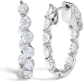 House of Brilliance 14K White Gold 3 3/4 Cttw Graduating Diamond Oval Hoop Earrings at Nordstrom