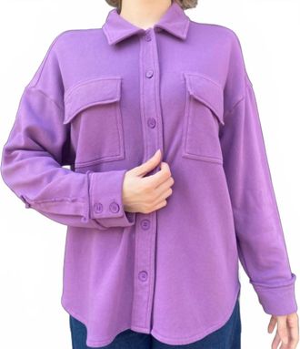 Repeat Fleece Button Front Shacket In Violet