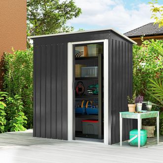 OUTSUNNY 5 x 3ft Garden Storage Shed Sliding Door Sloped Roof Tool in Black